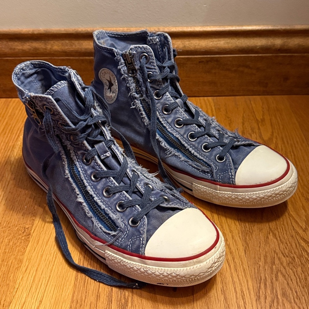 Converse CT Double Zip Distressed Denim High Top Sneakers Limited Edition M 10.5 - Picture 13 of 13